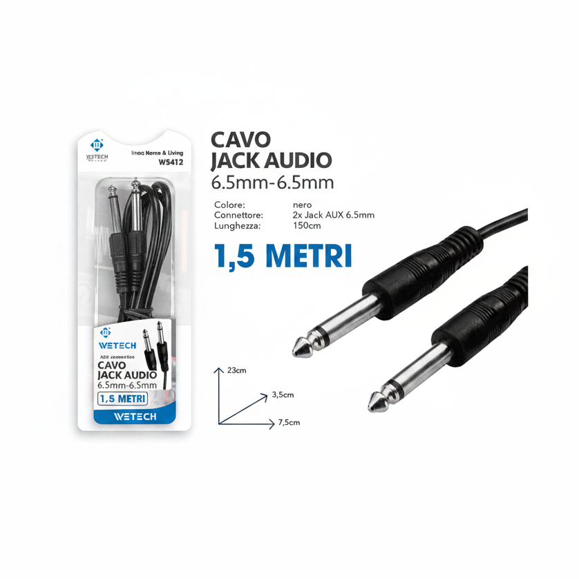 Wetech Cavo Audio 6.5Mm-3.5Mm 3Mt