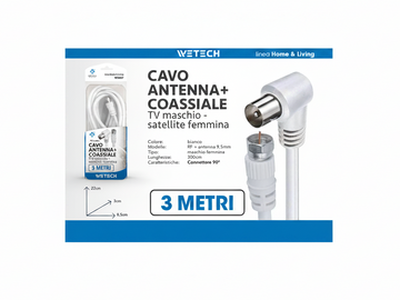 Wetech Cavo Antenna-Satellitare 3Mt