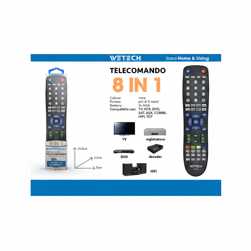 Wetech Telecomando Tv Universale 8In1