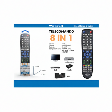 Wetech Telecomando Tv Universale 8In1