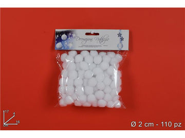 Christmas Palline Ovatta 2Cm 110 Pezzi Art.