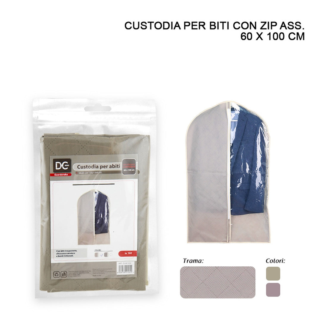 Dc - Custodia Abiti Tnt C/Zip 60X100Cm