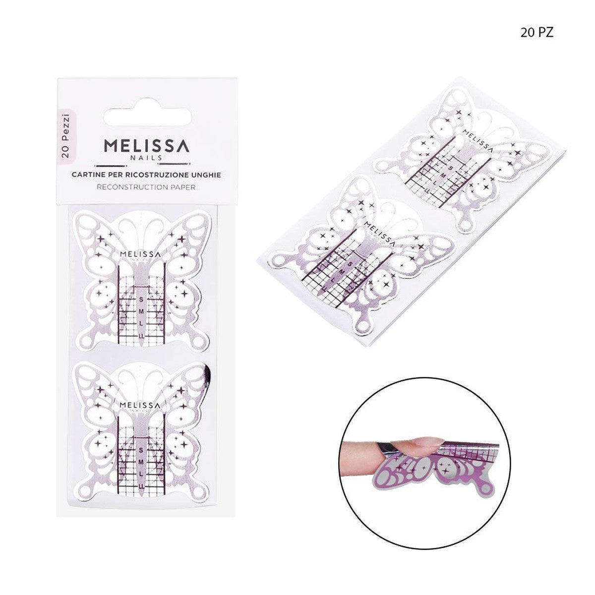 Melissa - Cartine Per Ricostruzione Unghie 20 Pezzi