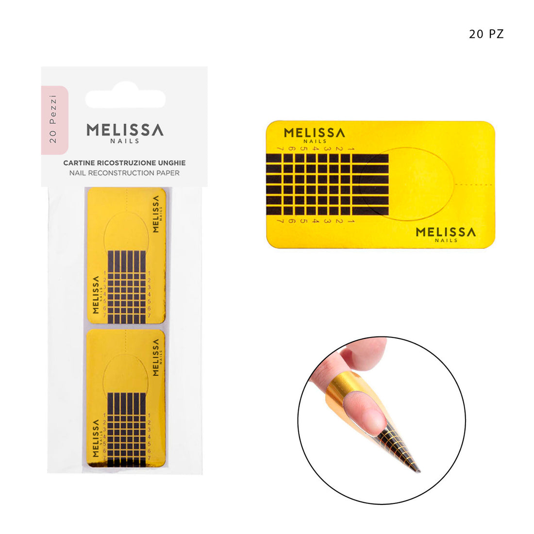 Melissa - Cartine Per Ricostruzione Unghie 20 Pz