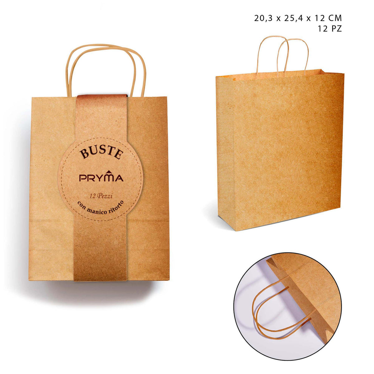 Dc - Busta Con Manico Ritorto 20.3X25.4X12 Cm
