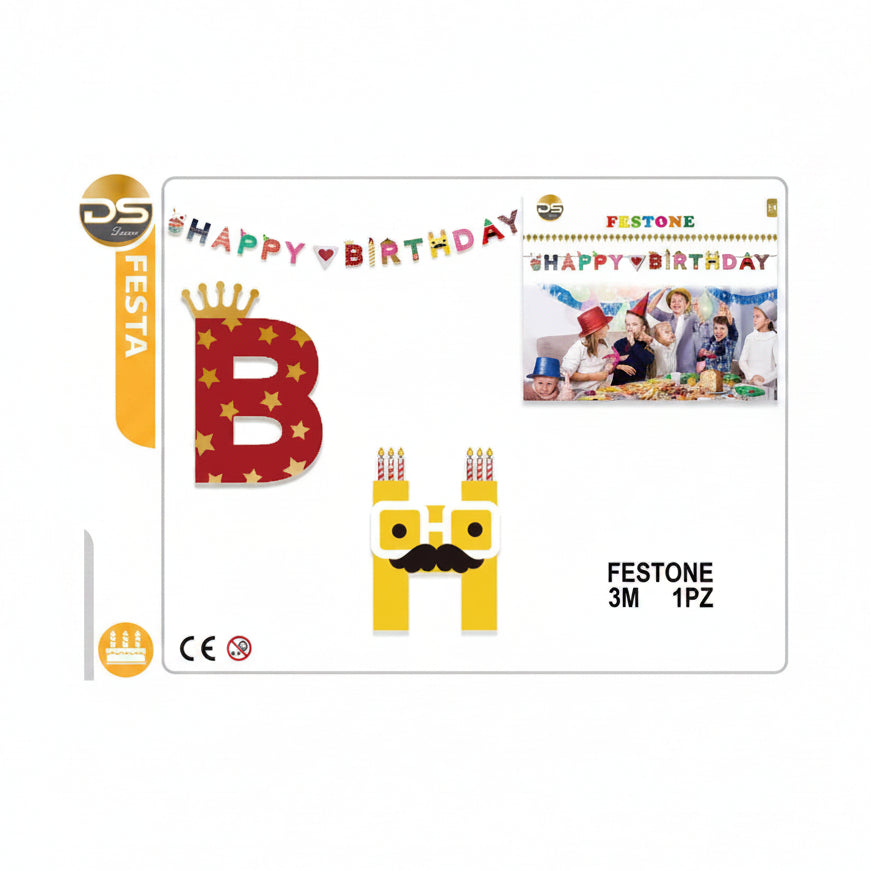 Dz - Party Festone Happy Birthday Decorato 3