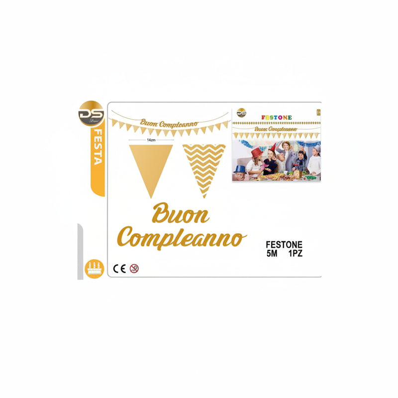 Dz - Party Festone Buon Compleanno Oro