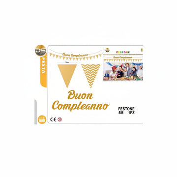 Dz - Party Festone Buon Compleanno Oro