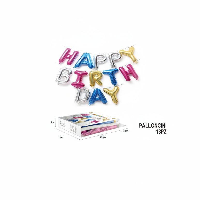 Dz - Party Palloncini Happy Birthday Multicolore 13Pz