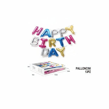 Dz - Party Palloncini Happy Birthday Multicolore 13Pz