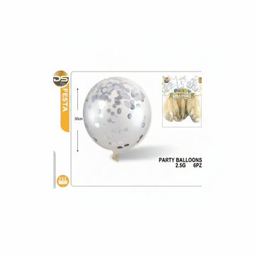 Dz - Party 6 Palloncino Trasparente Con Coriandoli 4 Colorazioni