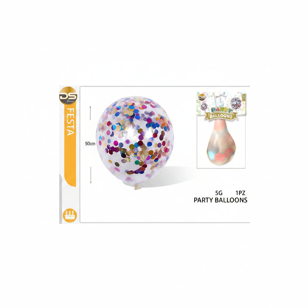 Dz - Party Palloncino Trasparente Con Coriandoli Multicolori 5