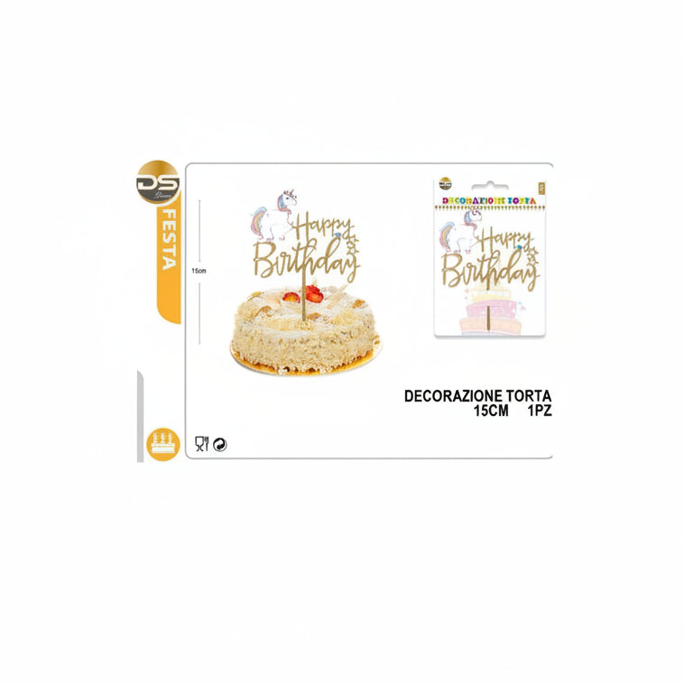 Dz - Party Decorazione Torta Unicorno Hb 15Cm