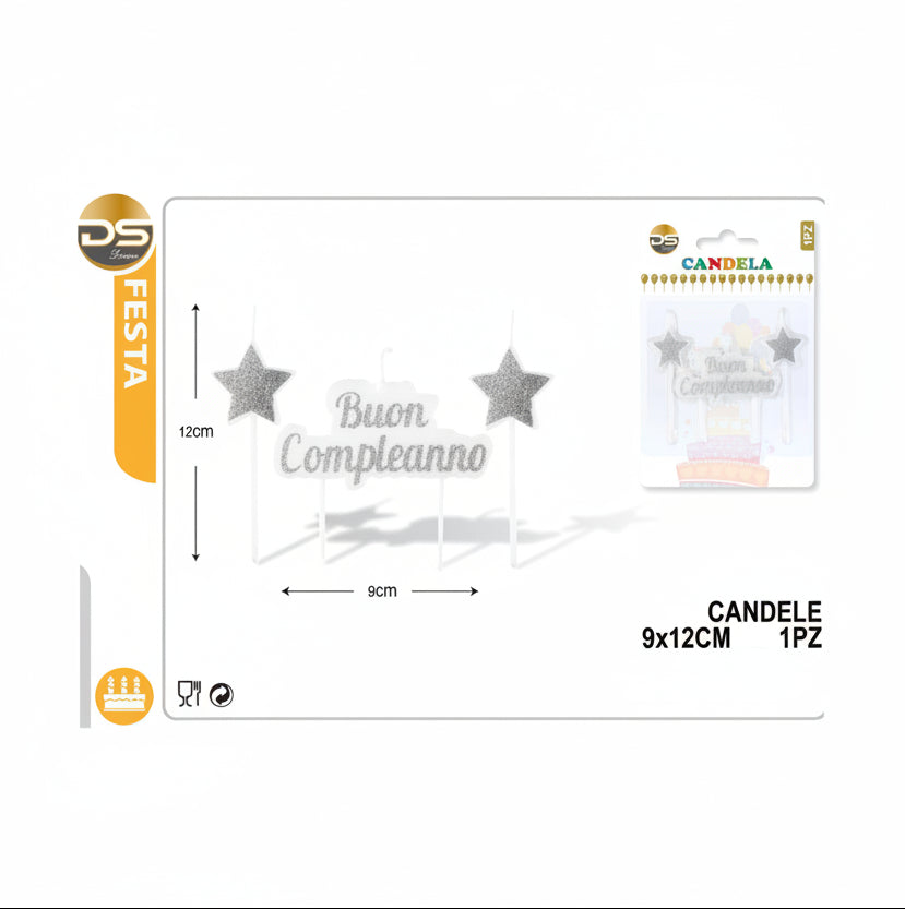 Dz - Party Candele Buon Compleanno 12Cm 9*8.5Cm3