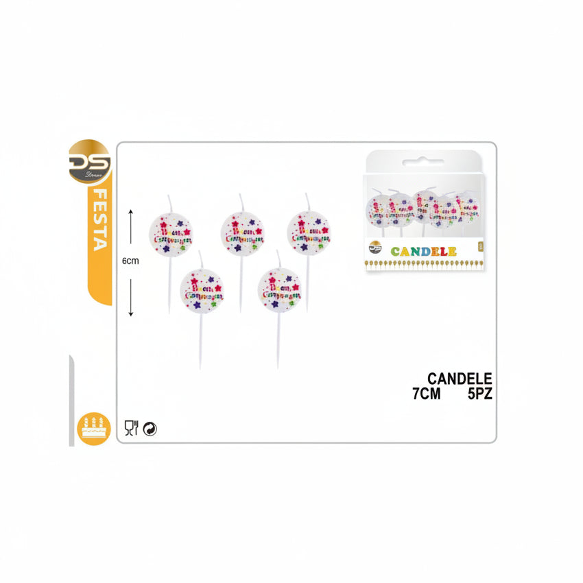 Dz - Party Candeline Decorate 6Cm 5Pz2
