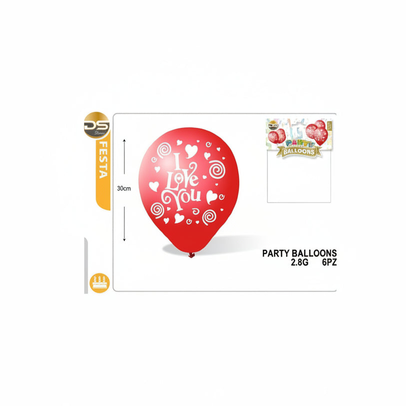 Dz - Party Balloons Ily 6Pz