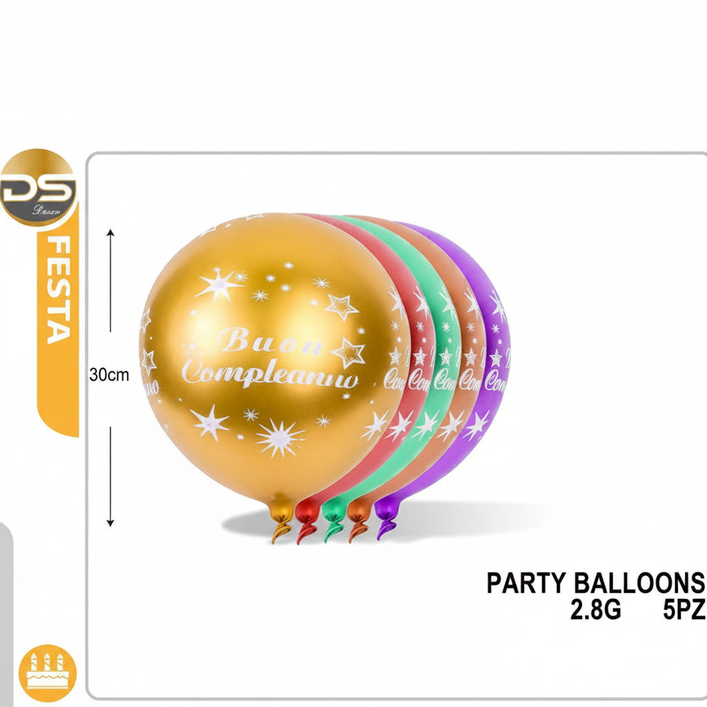 Dz - Party Balloons Buon Compleanno Croma 5Pz