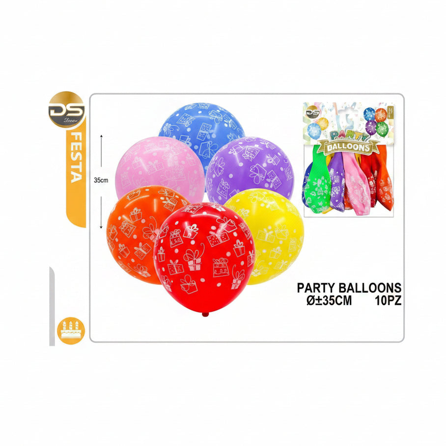 Dz - Party 10 Palloncini Decorato Pacchi Regalo
