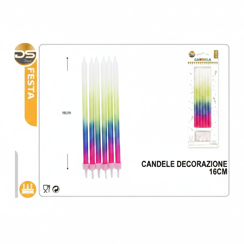 Dz - Party Candele Decorative 14.5Cm 6Pz3