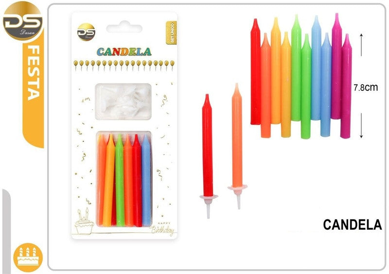Dz - Party Multicolored Decorative Candles 7.8cm 12pcs