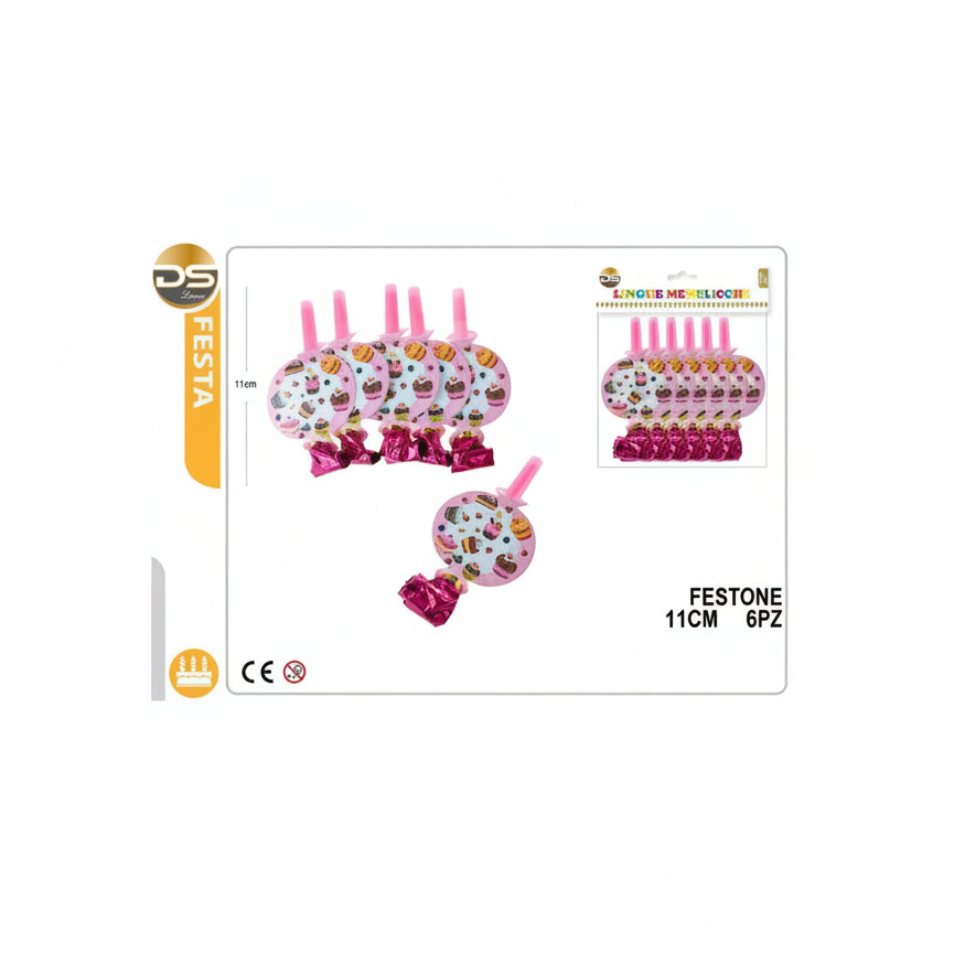 Dz - Party Lingue Menelicche 11Cm 6Pz
