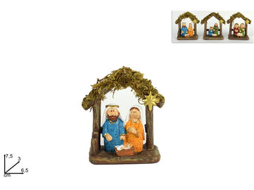 Christmas Nativita C/Porticato E Muschio 3Ass.7Cm