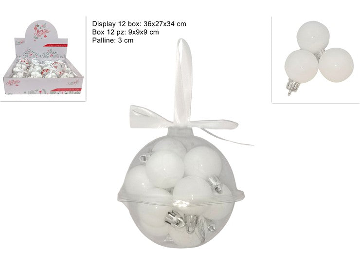 Christmas Palle Lucide 3Cm Bianco Set 12Pz