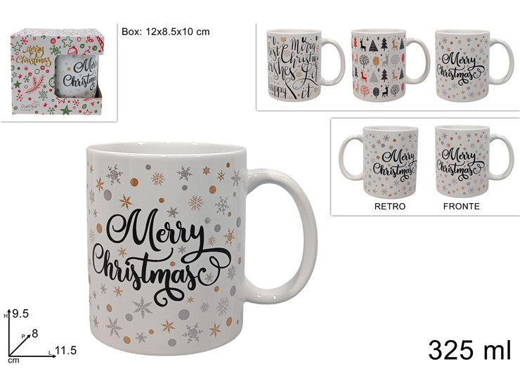 Christmas Tazzone 325Ml Ceramica Con Decoro Natalizio 3Asszy