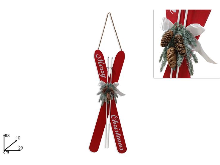 Christmas Sci In Legno Rosso Merry Christmas