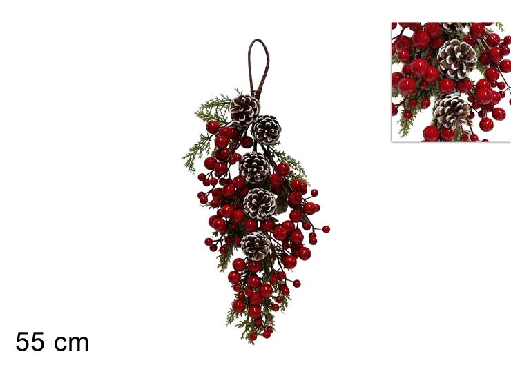 Christmas Dietroporta Lungo C/Bacche E Pigne 55 Cm Ty88-2216