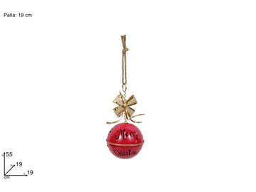 Christmas Palla 19Cm Metallo Rossa Con Fiocco Oro