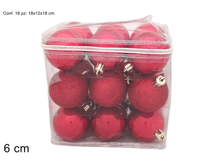 Christmas Palle 6Cm 18Pz Rosse In Borsa Pvc39A18E05/Xr