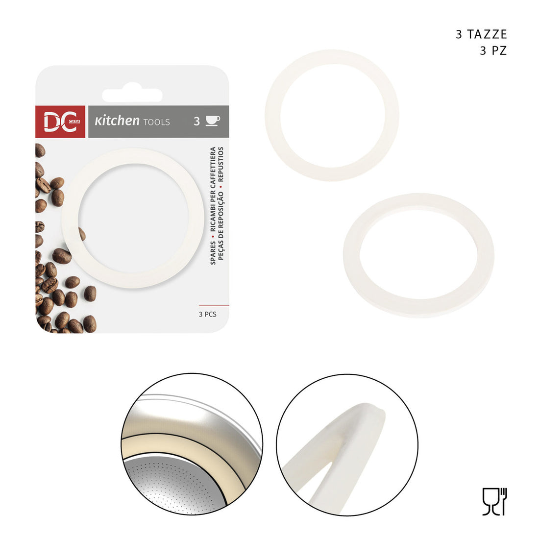 Dc Casa Guarnizione Caffettiera Silicone 3Tz 3Pz