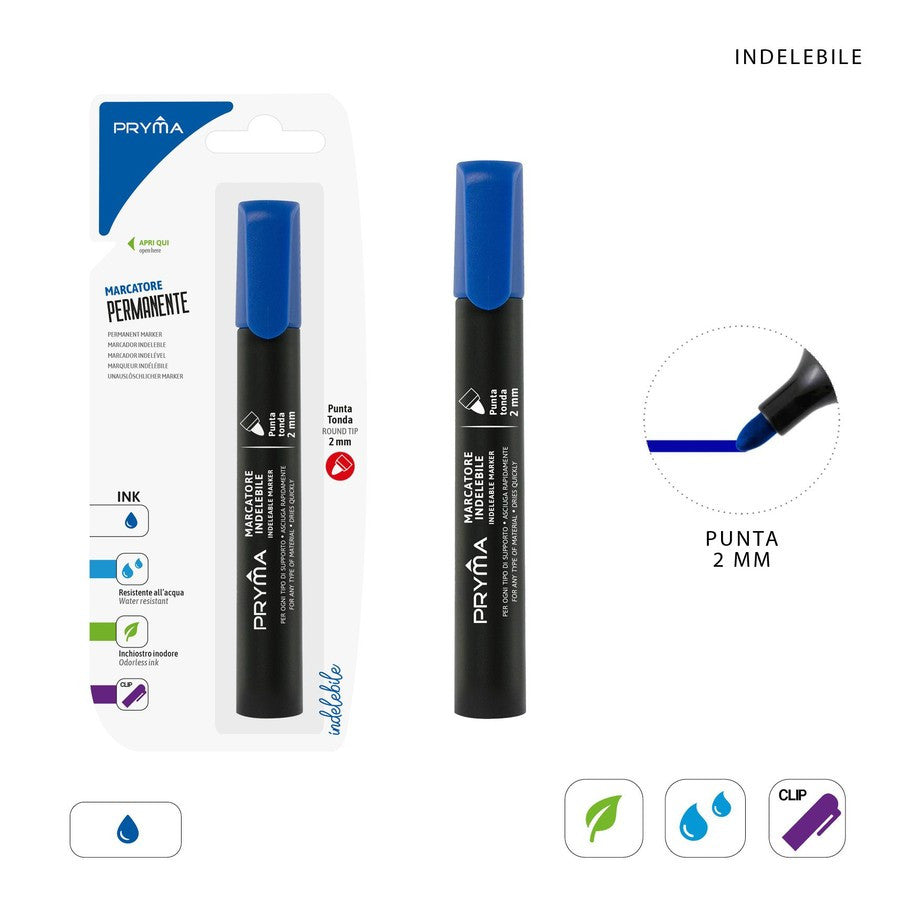 Pryma - Permanent marker round tip 2mm blue