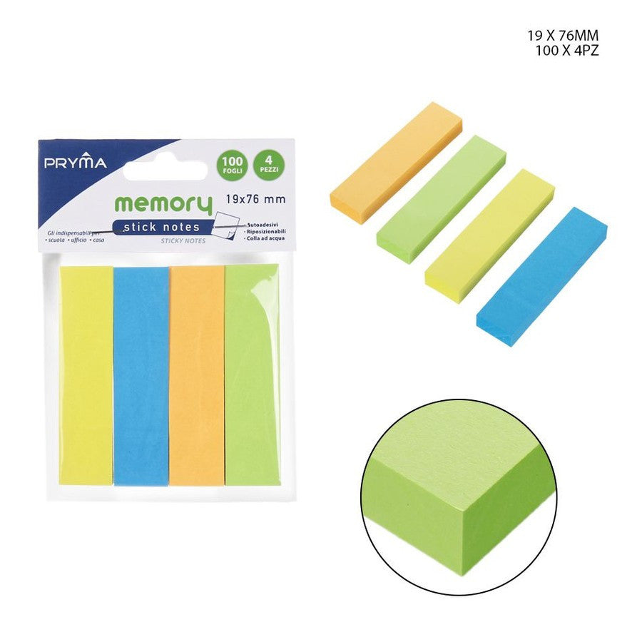 Pryma - Stick Notes 19X76Mm 100Ff 4Pcs