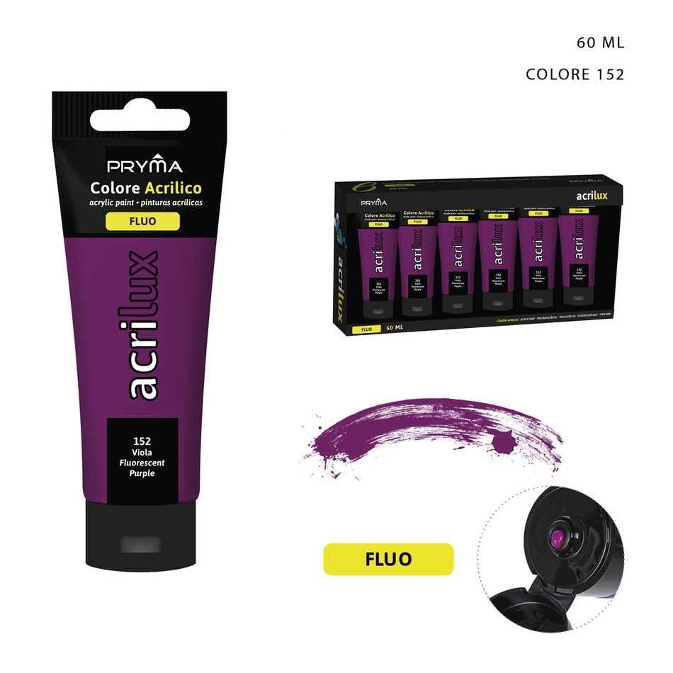 Pryma - Colore acrilico  fluo 60Ml n.152 viola