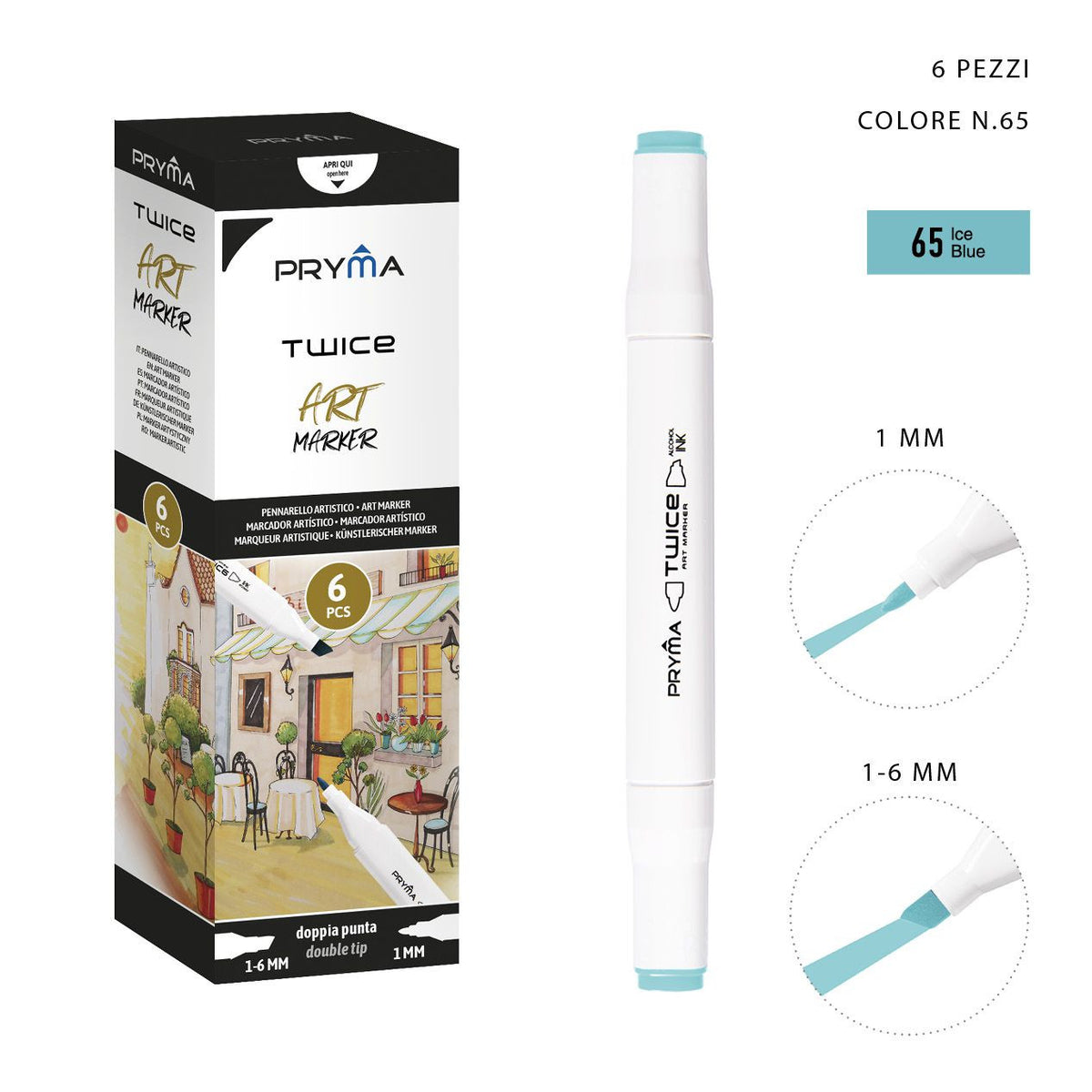 Pryma - Marcatore doppia punta 6Pz col.65