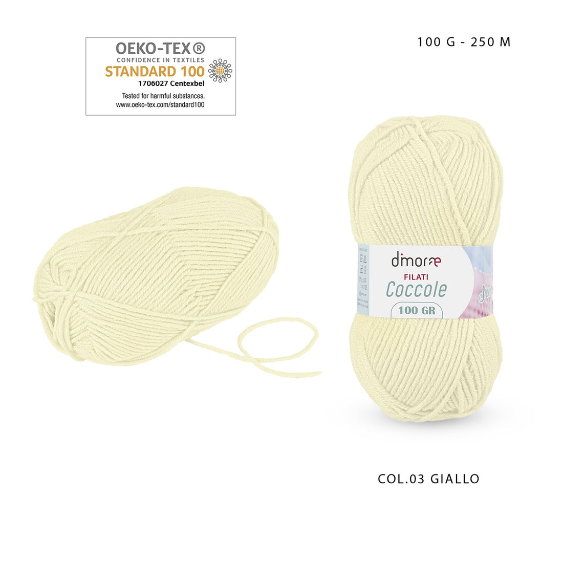 Dimorae Filati Coccole 100G 250M N.03 Giallo