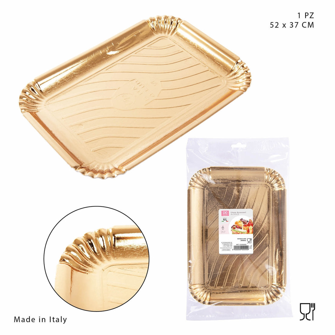 Dc Vassoio Rettangolare Oro 52X37Cm