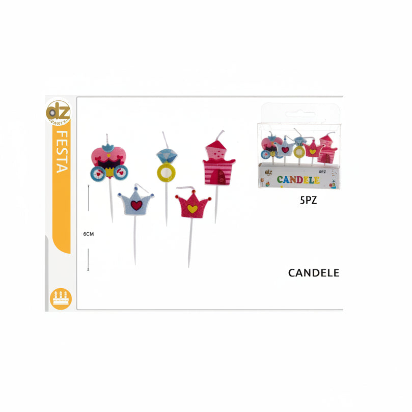 Dz - Party Candele Principessa 5Pz