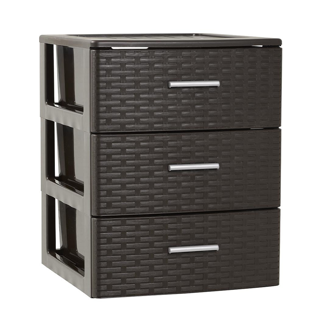 PlasticForte® - Cassettiera Rin 3 Cassetti Rattan Wengue