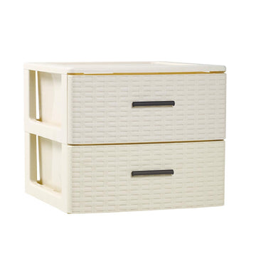 PlasticForte® - Cassettiera Rin 2 Cassetti Rattan Avorio