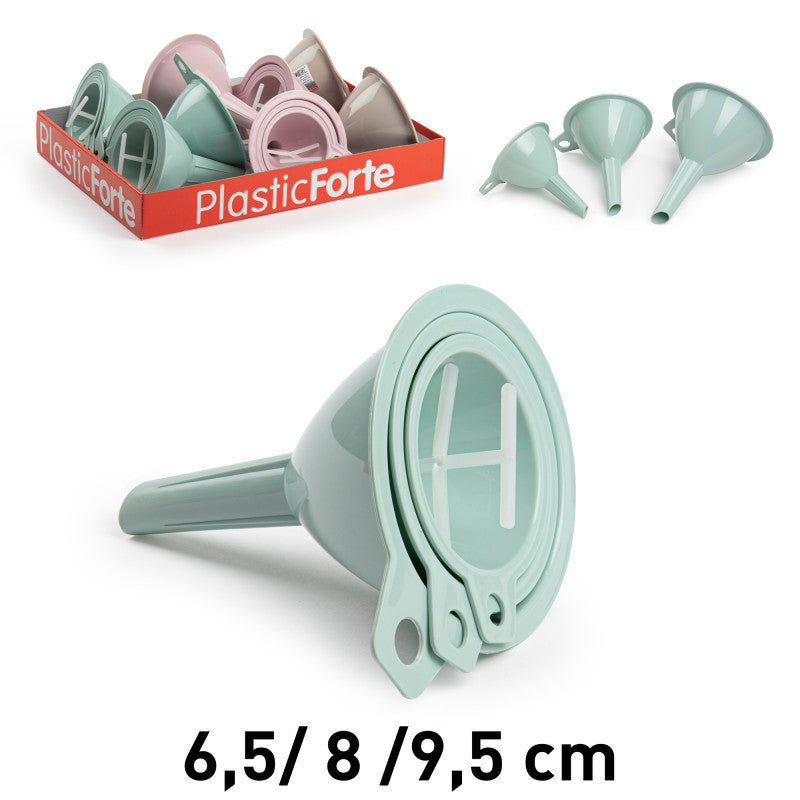 PlasticForte® Set of 3 Surt Funnels Mixed Color Green, Pink, Brown