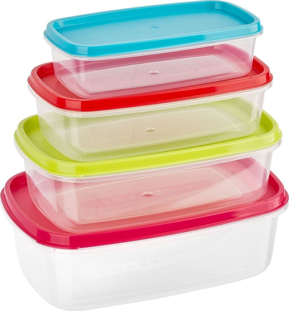 PlasticForte® Set of 4 Rectangular Fridge Containers