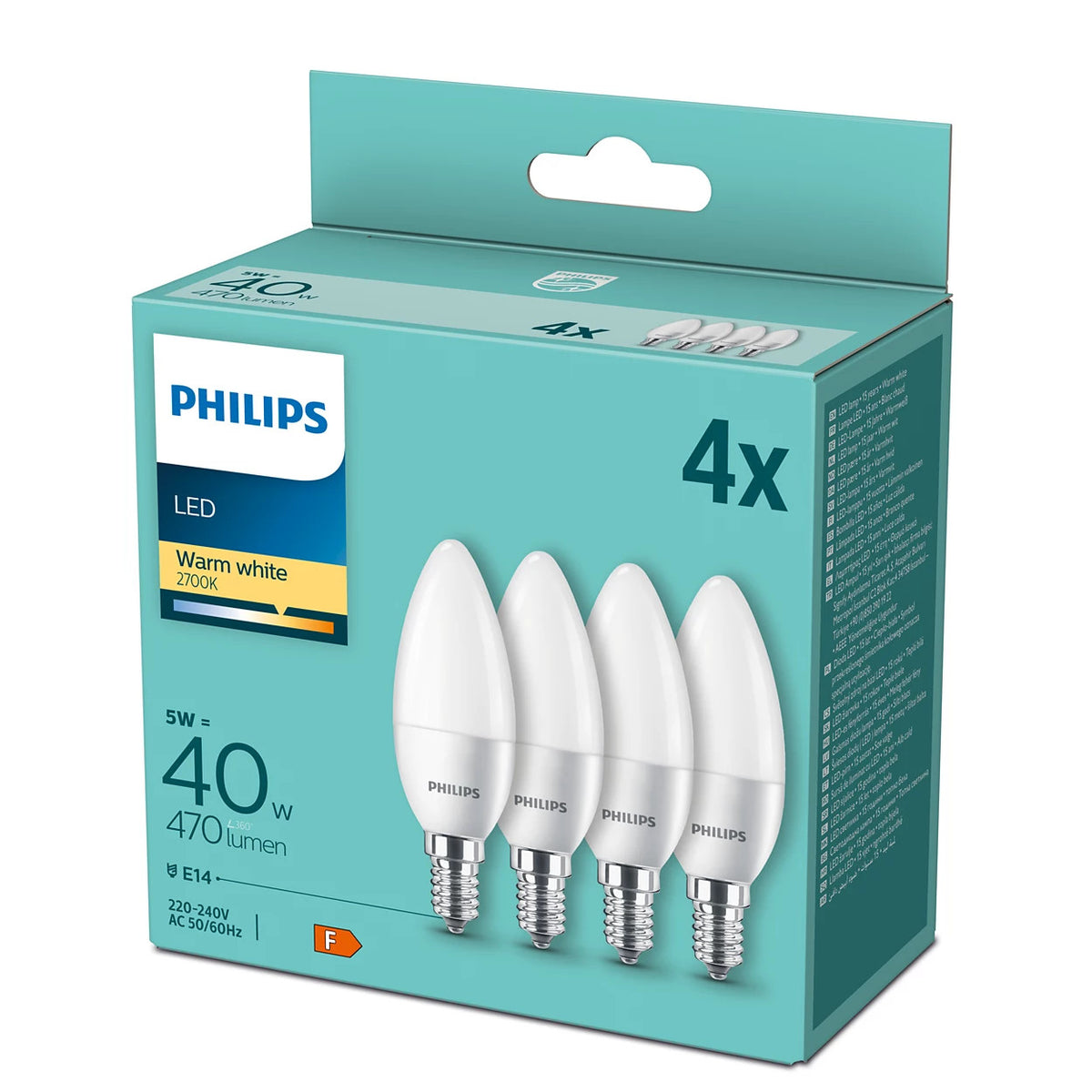 Philips Lampadina Dis Led Candela 40W E14 2700K 4Pz