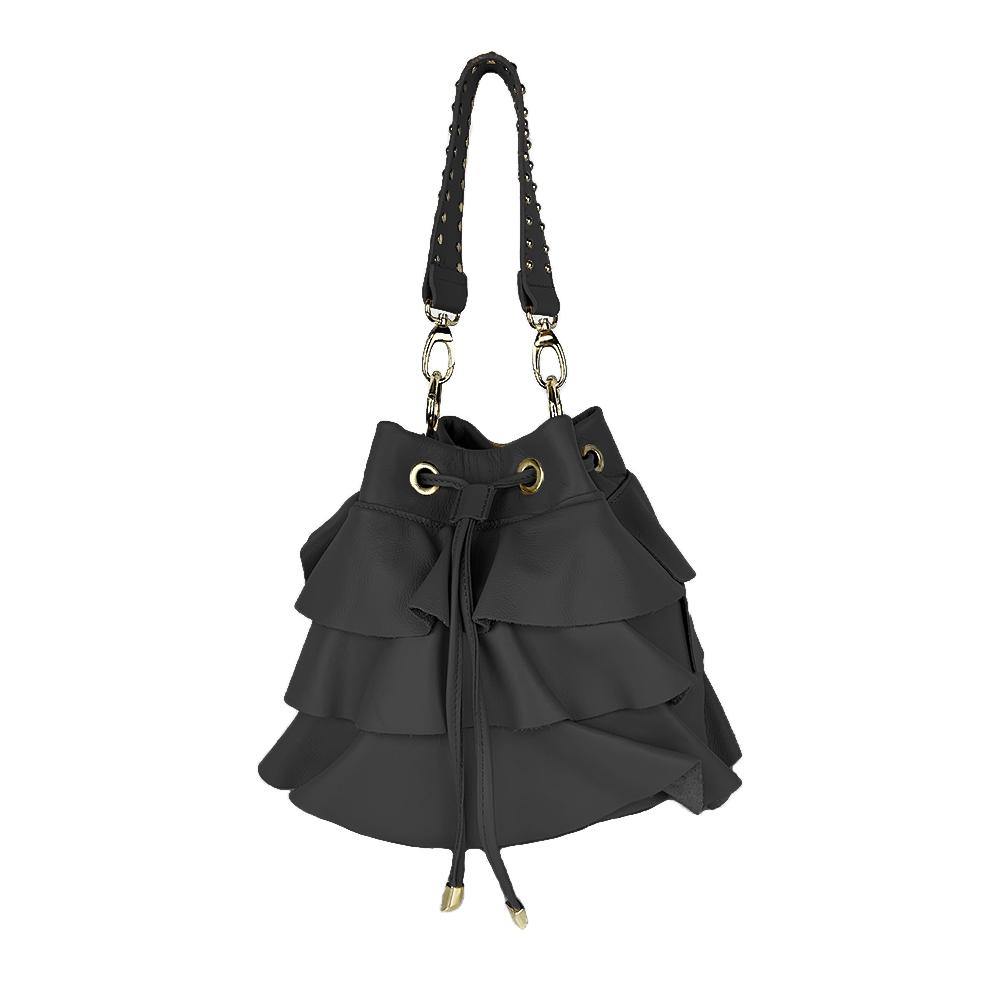 Angelina - Borsa Secchiello in Pelle con Balze - FrasiBags