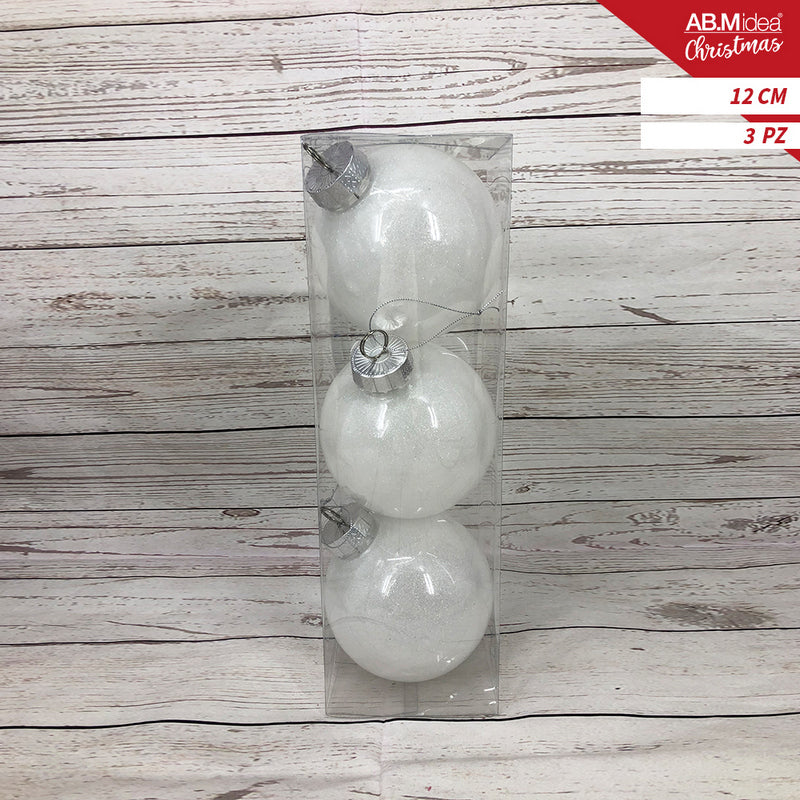 Ab.M Palline Glitter Cm.12 Pz.3 White