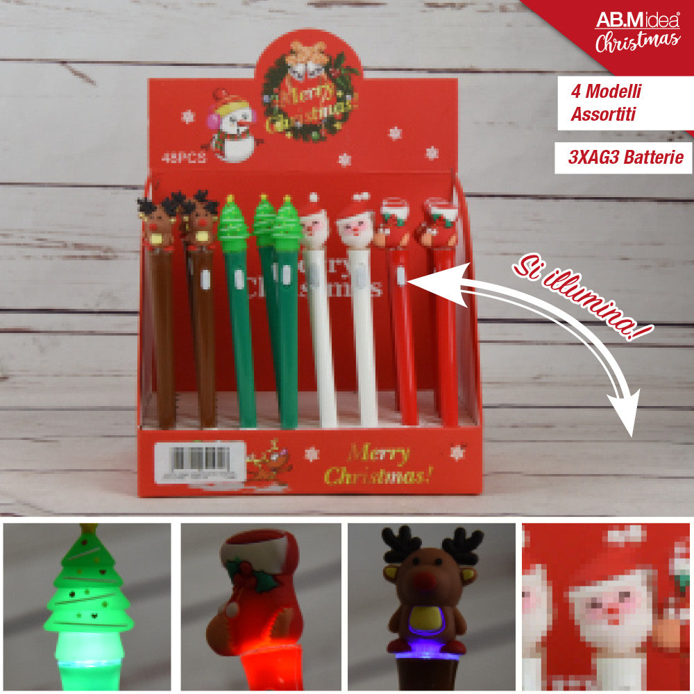 Ab.M Penne Soggetto Natale Assortite C/Luce 1pz