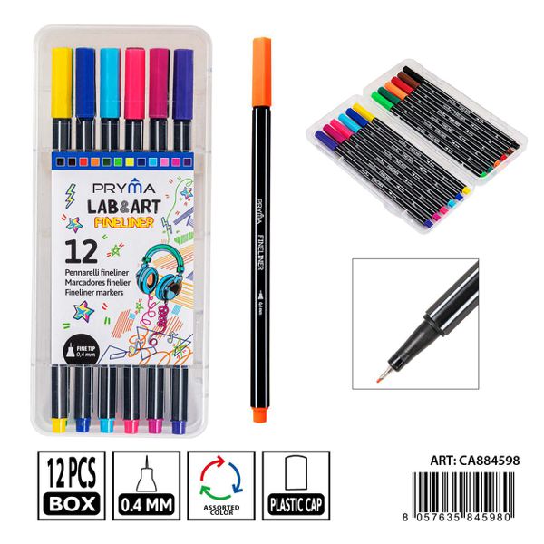 Pryma - Triangular Fineliner 0.4mm 12Pcs